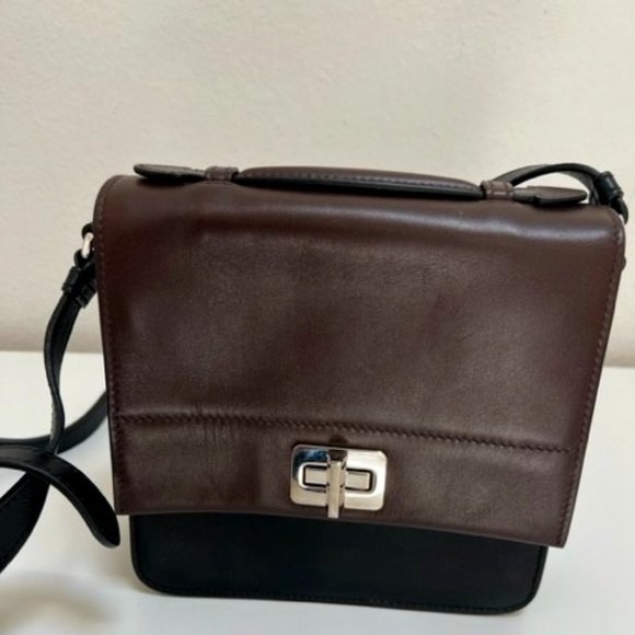 Prada BT1016 Calf Leather Crossbody Bag Brown and Brown NWT Perfect Condition - Picture 1 of 13